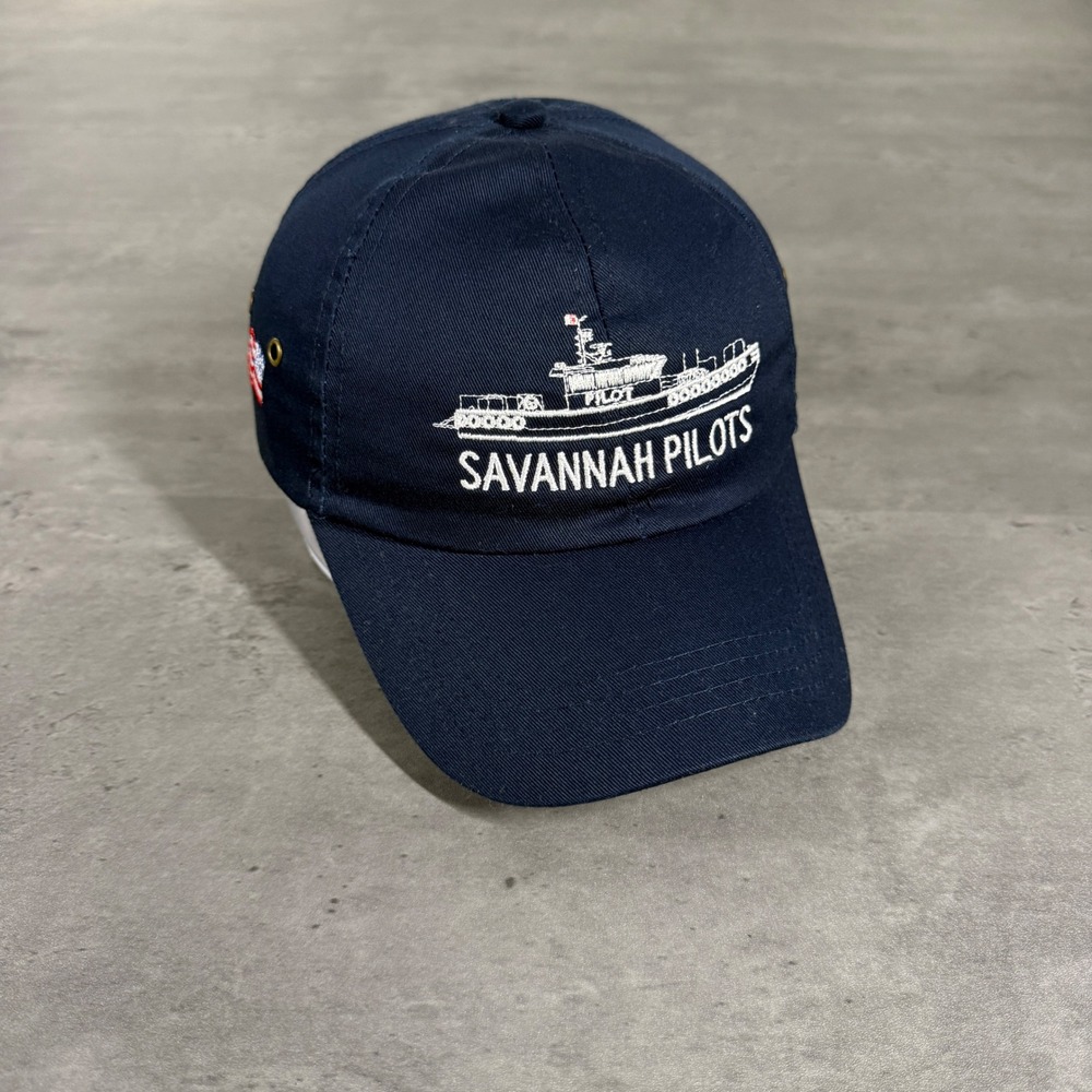 Savannah Georgia Pilots Hat Mens Navy Blue Cotton Nautical Sailing Yacht Cap
